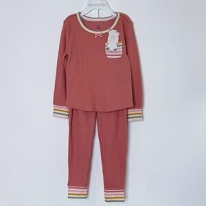 Pink Waffle Pajama Set for Girls Size 4T